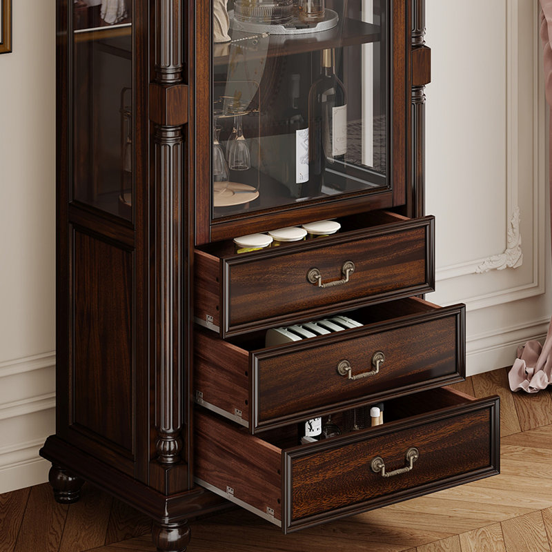 Bibliothèque de luxe américaine entièrement fermée, (3 tablettes) H 76,77 po x l 32,28 po x P 16,34 po
