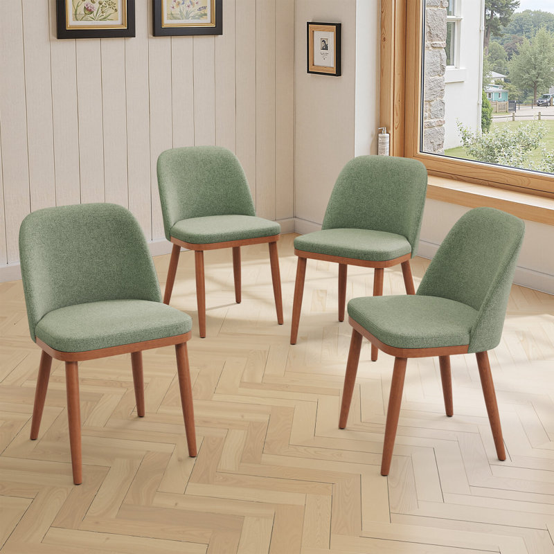 Chaises de salle à manger rembourrées avec cadre en bois, Vert