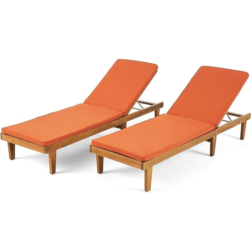 NADINE CHAISE LONGE, Orange, Teak, 2