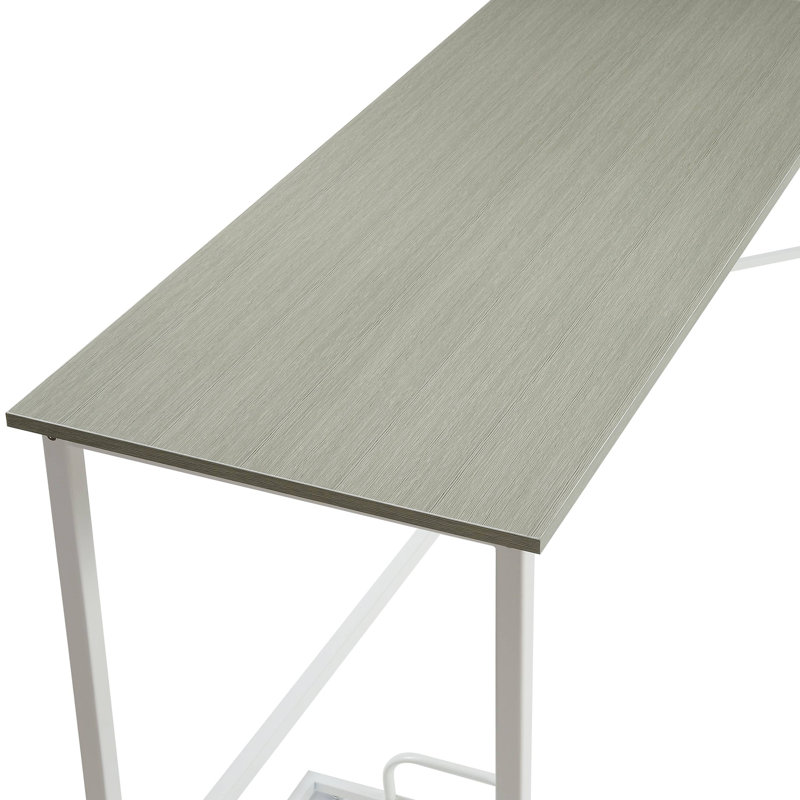 Table d'étude en L grise et blanche avec bord biseauté - bureau de rangement pratique blanc, pour la productivité