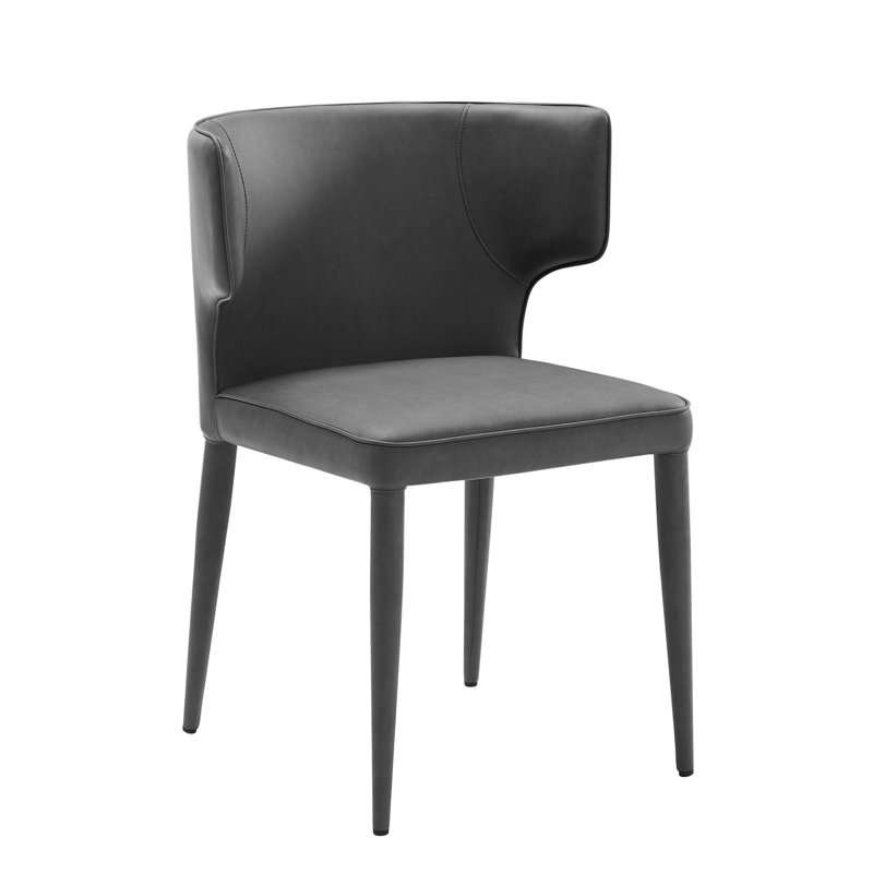 Kem 19.5'' H Faux Leather Upholstered Armchair, 	Faux Leather Dark Gray 