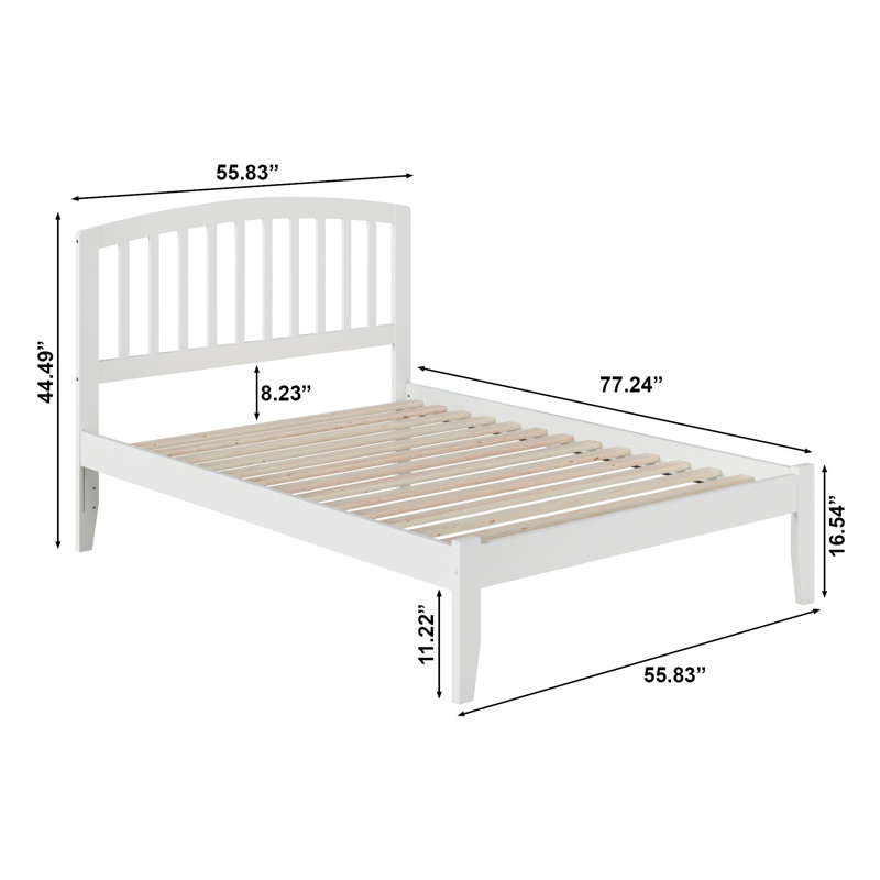 Lit plateforme en bois massif Careaga, Blanc, Lit double