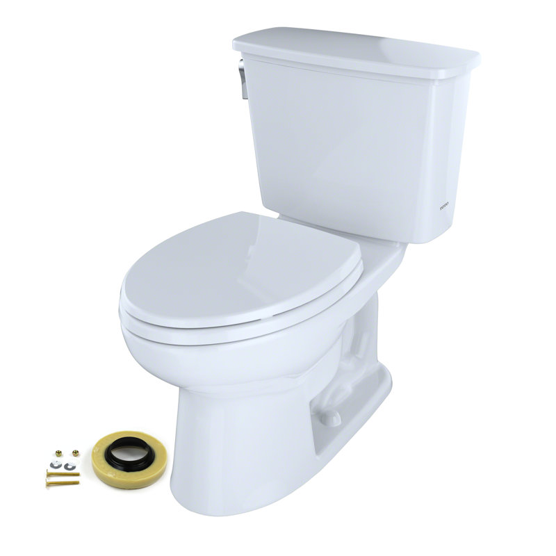 Eco Drake® Transitional Two-Piece Elongated 1.28 GPF Toilet With Toilet Seat, Wax Ring and Toilet Mounting Bolts