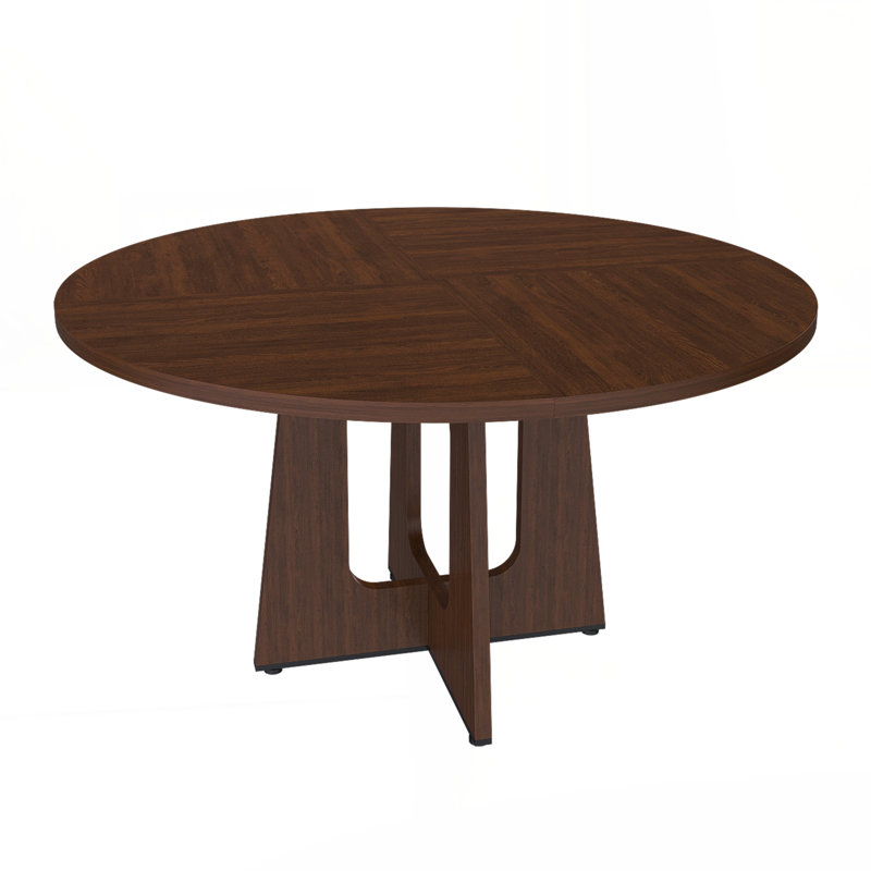 Round Dining Table for 4 - 47 Inch Farmhouse Kitchen Table, MDF Circle Table with Wood Grain Finish, 300lb Weight Capacity, Easy Assembly for Dining Room, Kitchen, Living Room - Spiced Round Table