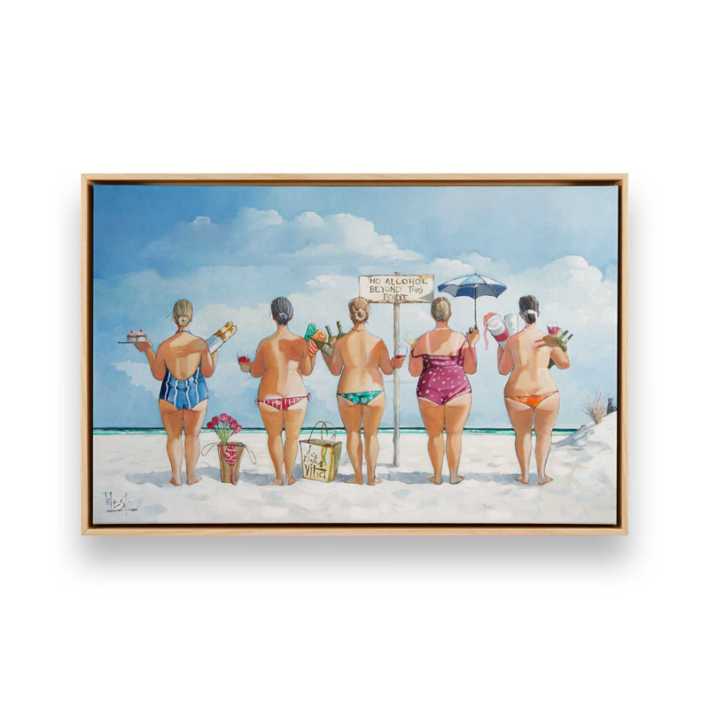 La Dolce Vita - Beach Friends, H 8,75 po x l 12,75 po, Toile avec cadre, Érable américain