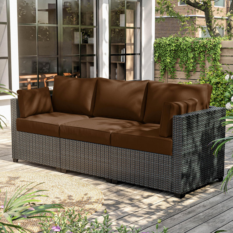 Wynee 8Pcs Outdoor Cushions Patio Furniture Cushions Replacement Set For 3 Seats, Brown