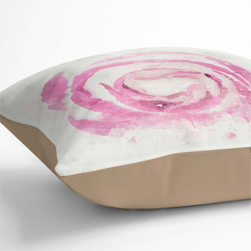 Pink Lisianthus Flower Cushion with Filling, Stone, 40cm H x 40cm W x 15cm D