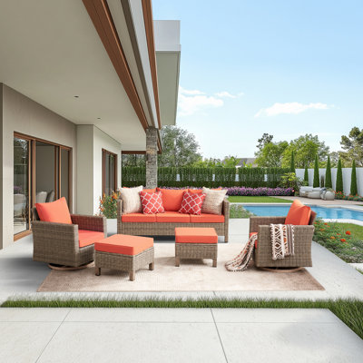 5-Person Steel and PE Wicker Outdoor Conversation Set