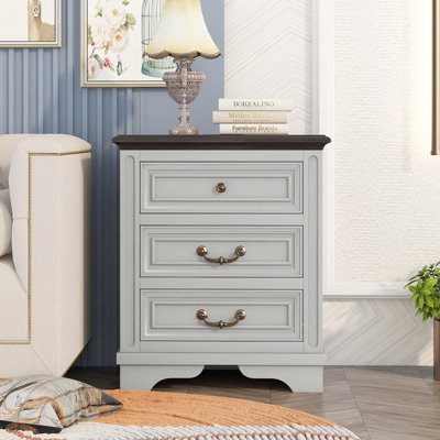 Table de chevet 3 tiroirs Balcer en gris