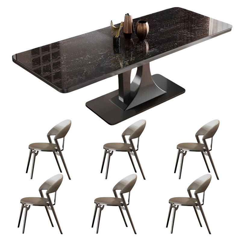 Ensemble de table de salle à manger rectangulaire et chaises, H 29,52 po x L 78,74 po x l 35,43 po