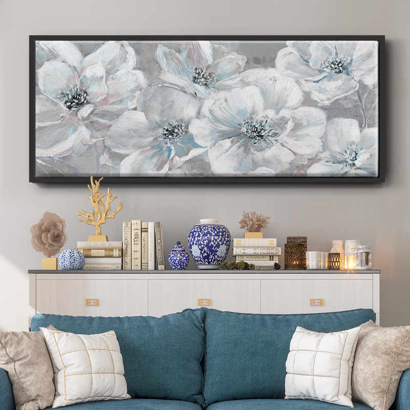 Soft Teal Summer - toile encadrée, H 20 po x l 50 po
