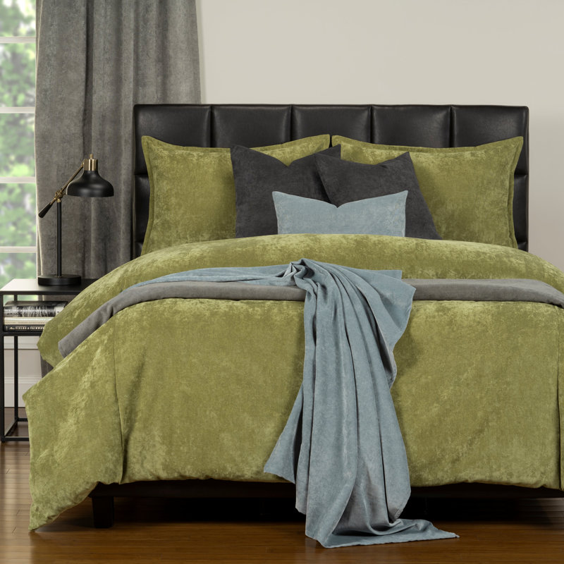 Polyester Channel Duvet Cover & Insert, Full/Double Duvet Cover + 6 Additional Pieces, Olive