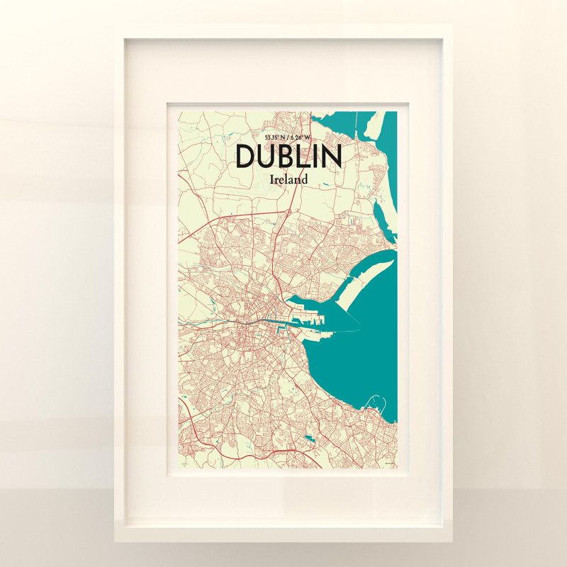 Dublin City Map In Tricolour - No Frame Print, 36cm H x 24cm W x 0.05cm D