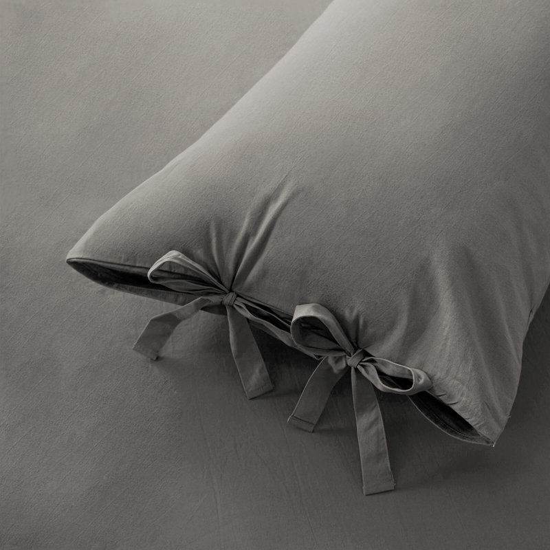 Massouda Microfiber Solid Colour Duvet Cover Set with Pillowcases Included, Grey