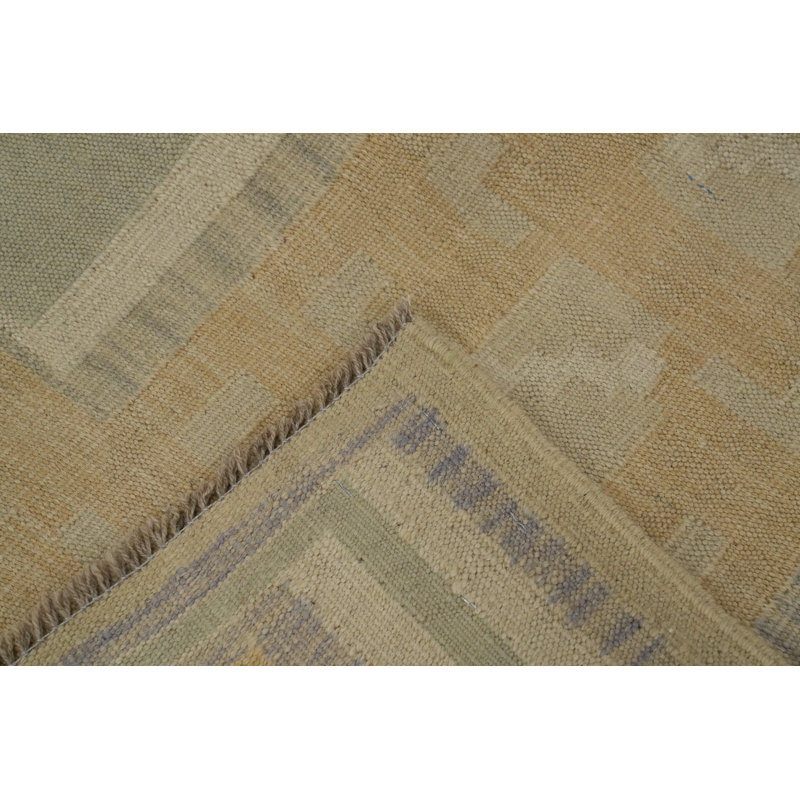 Tapis géométrique en laine tissé à plat Kilim 6 x 9
