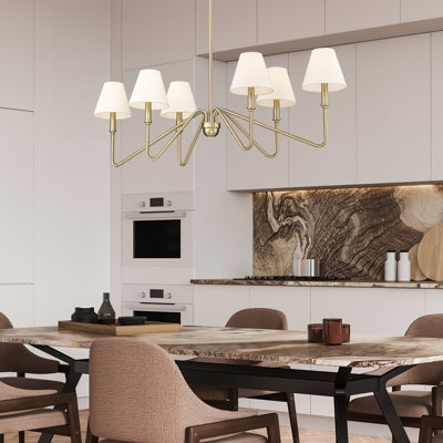 Luminaire suspendu 6 lumières façon bougie en bronze champagne