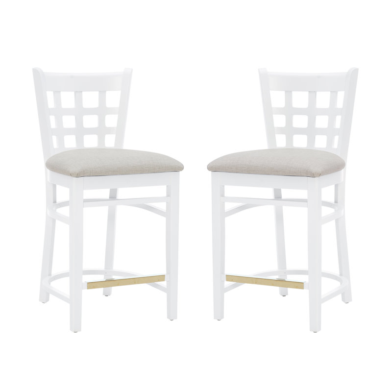 Egisto Upholstered Counter Stool with Solid Wood Frame