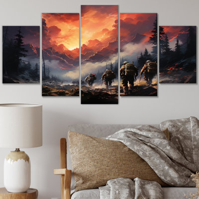 Heros In Action VI - Fireman Canvas Print - 5 Panels