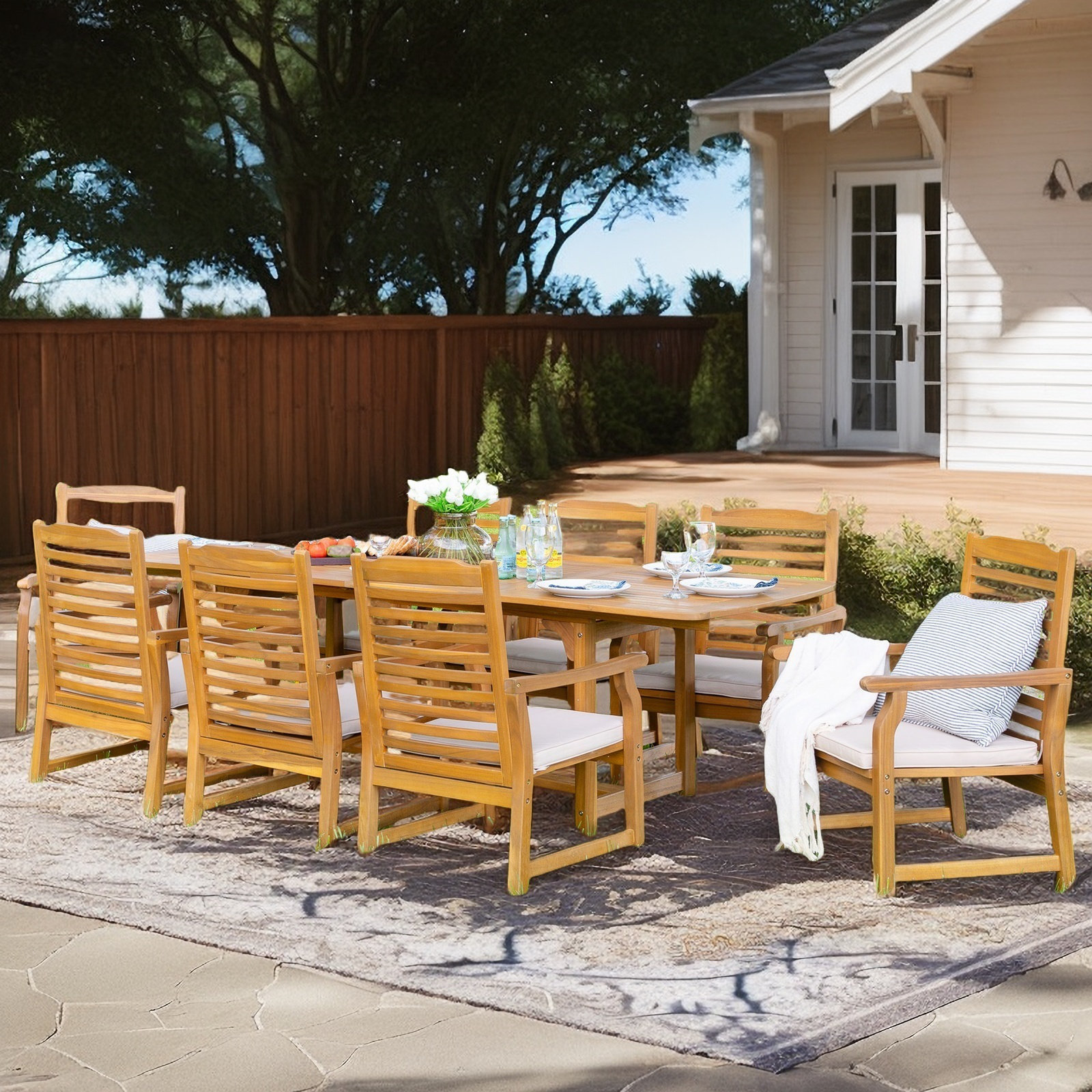 Susa Rectangular 8 - Person 94" Long Dining Set with Cushions