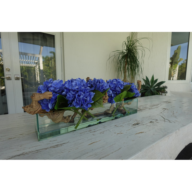 Hydrangeas and Driftwood in Vase