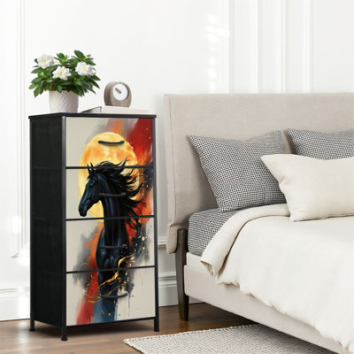 4 Drawer Dresser for Bedroom, Narrow Chest of Drawers, Wooden Top and Study Iron Frame 18"x37.5"-(WxH)