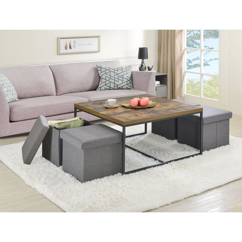 Ensemble de 5 tables basses 5 pièces, Chêne brun