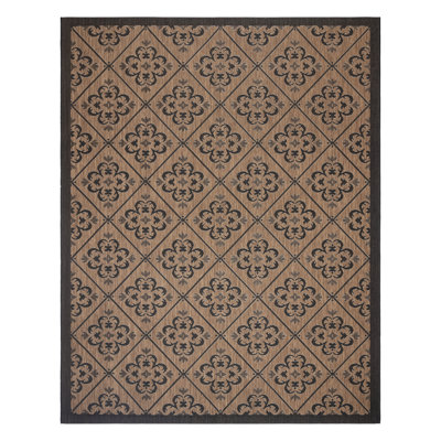 Tapis d'intérieur / extérieur en polypropylène tissé à plat brun / noir Paseo Gleneva
