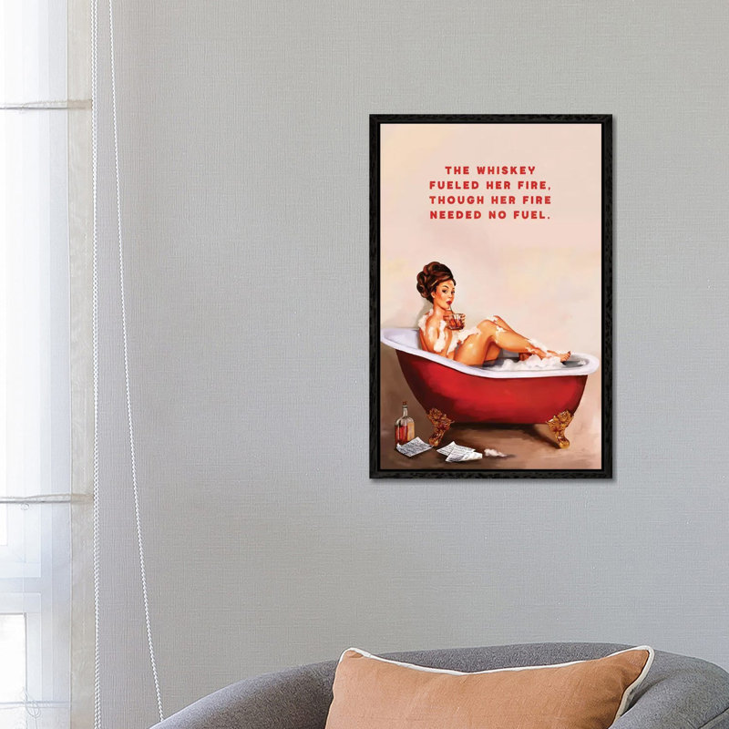 Whiskey Fuel Fire Bath - Print on Canvas, 66.04 cm H x 45.72 cm W, Black Framed