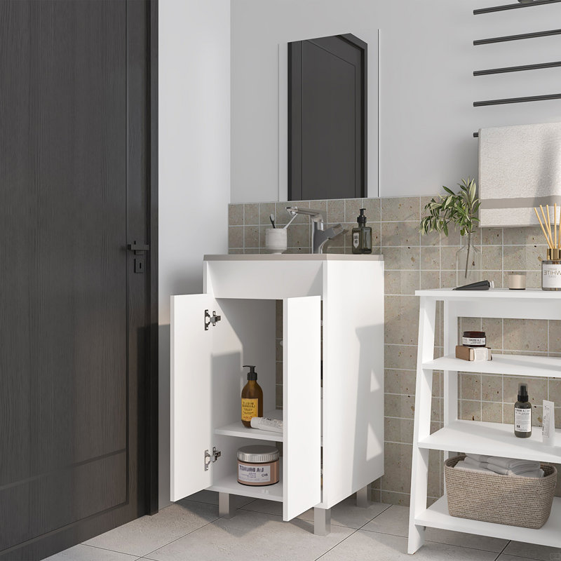 Armoire de salle de bain avec 2 portes, Blanc