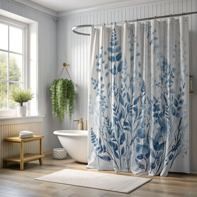 Blueprint Blossoms - Rideau de douche standard 1 pièce