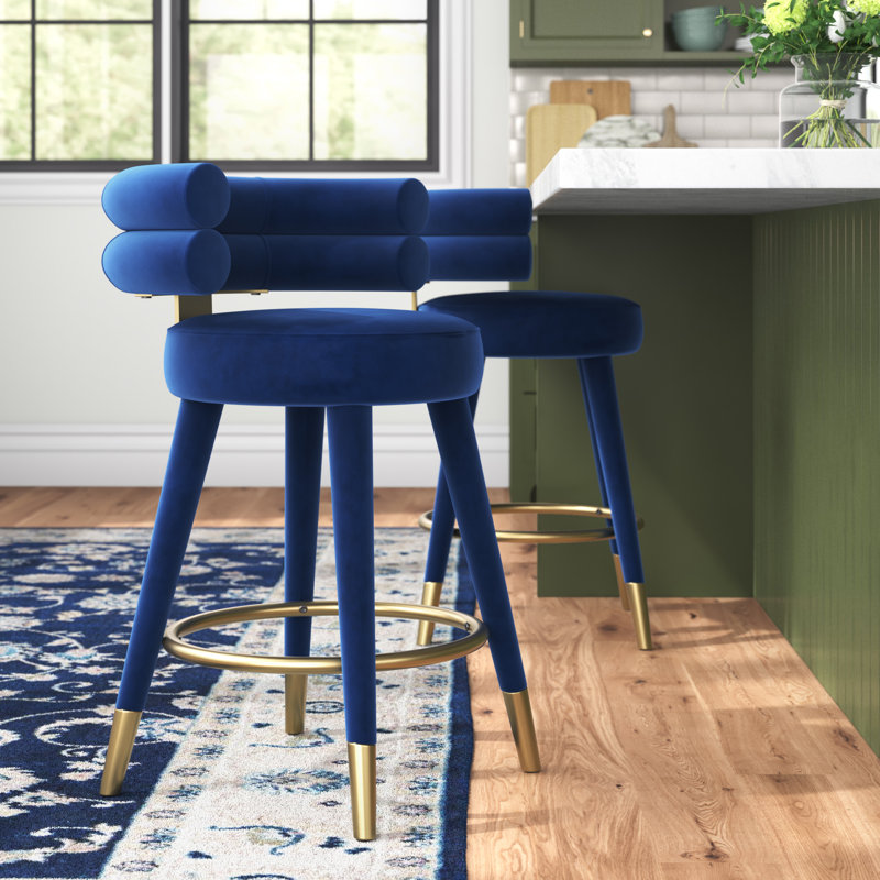 Tabouret de comptoir 26,5 po Reimers, Velours marine