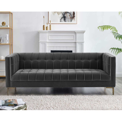 Rorik 83.5" Velvet Tuxedo Arm Sofa