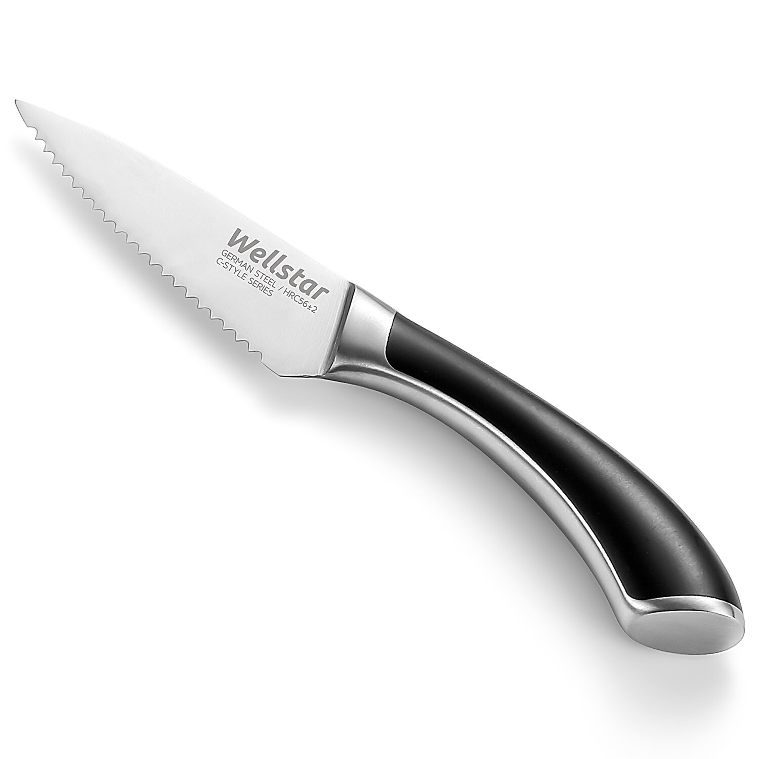 Knife Curved Tip, Serrated Edge 4.5 - Black