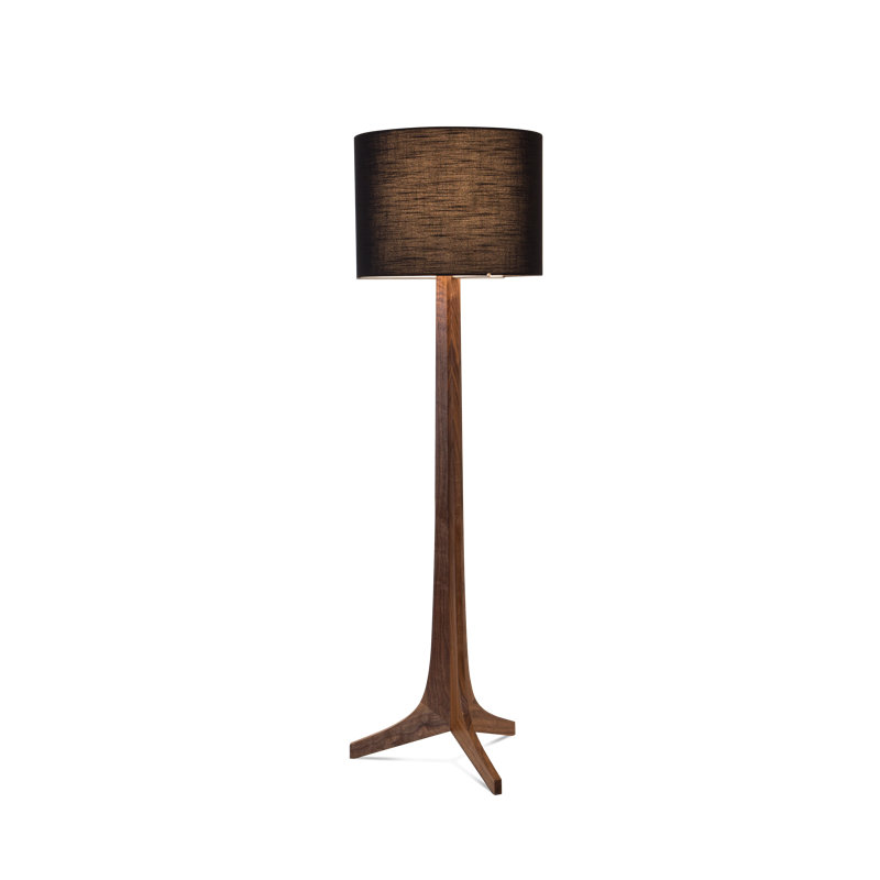 Lampe sur pied 59 po Nauta, Amaretto noir, Noyer / aluminium brossé