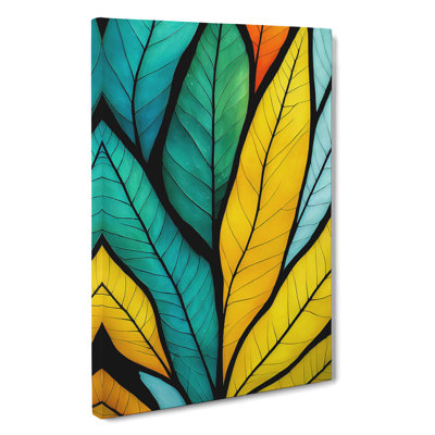 Leaves In Technicolour - Wrapped Canvas Print