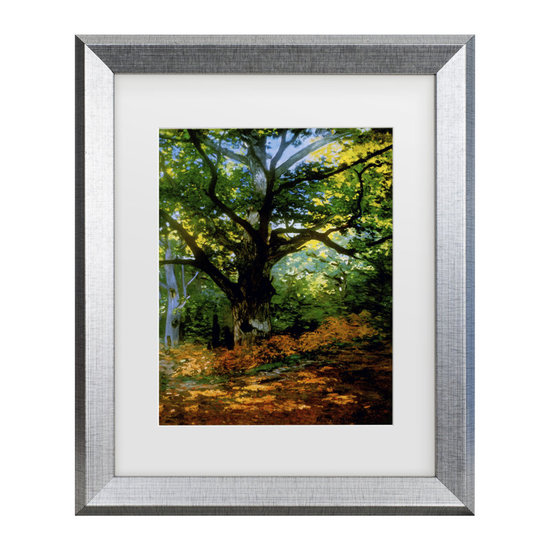 Claude Monet, «Bodmer Oak, Fontainebleau Forest», art encadré mat, H 17,5 po x l 14,5 po x P 0,75 po, Argent