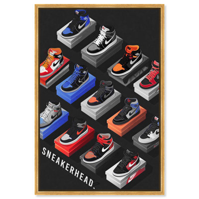 Sneakerhead Duo Color Collection Canvas Sneaker Wall Art by Art Remedy, Gold Frame, 24 x 36