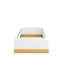 Lit plateforme tapissier avec sacs de rangement, cadre de lit rembourré avec garde-corps