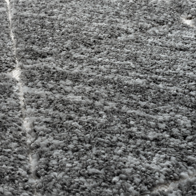 Tapis à motif treillis gris et crème, Rectangle 5 pi x 7 pi