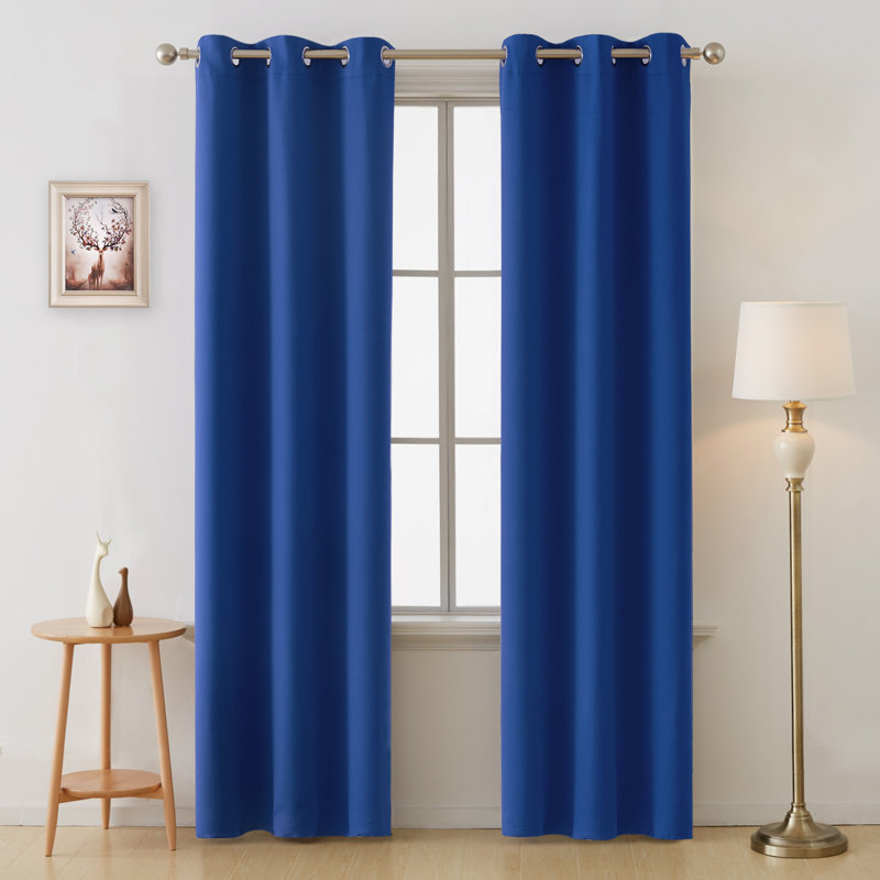 Thermal Insulated Room Darkening Grommet Curtain Panels (Set of 4), 42" W x 84" L, Navy Blue