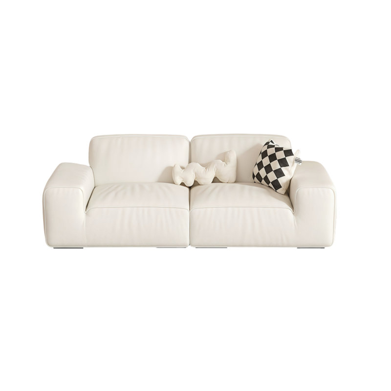 Canapé simple de style crème, H 29,53 po x l 82,68 po x P 36,22 po