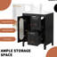 Meuble-lavabo 24 po avec lavabo en céramique - bois massif noir et armoire intérieure pour utilisateur avec tablette-1258141636