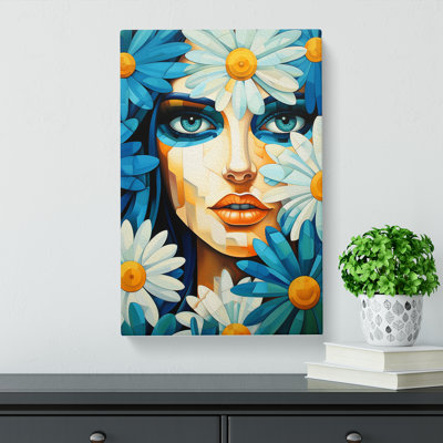 Daisy Cubism - Wrapped Canvas Print