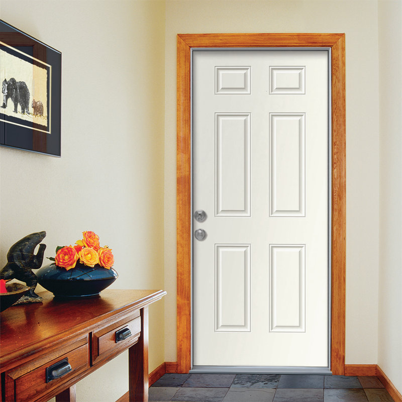Porte d'entrée pré-suspendue classique en acier apprêté Classic, Côté droit / vers l'extérieur, H 80 po x l 36 po x P 1,75po