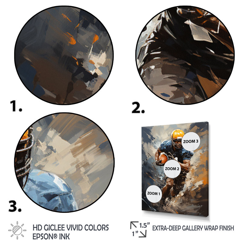«Yellow Football Dynamic Tackles I», reproduction sur toile, Cadre photo noir, H 20 po x l 12 po x P 1 po
