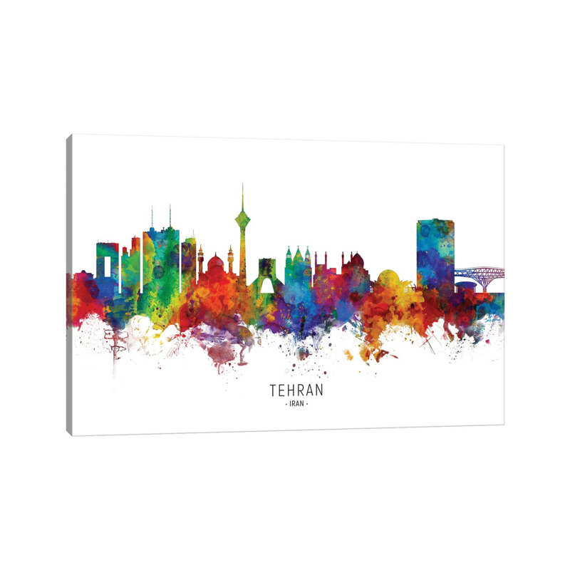 " Tehran Iran Skyline " by Michael Tompsett, 12" H x 18" W x 1.5" D