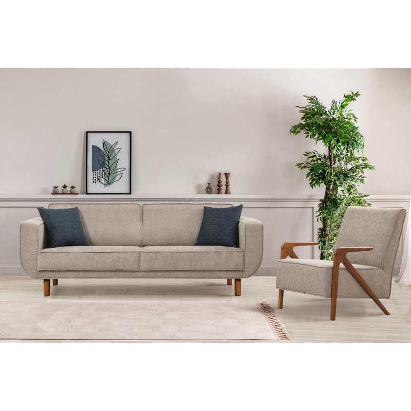 Ensemble de canapé-lit, Gris, Noyer