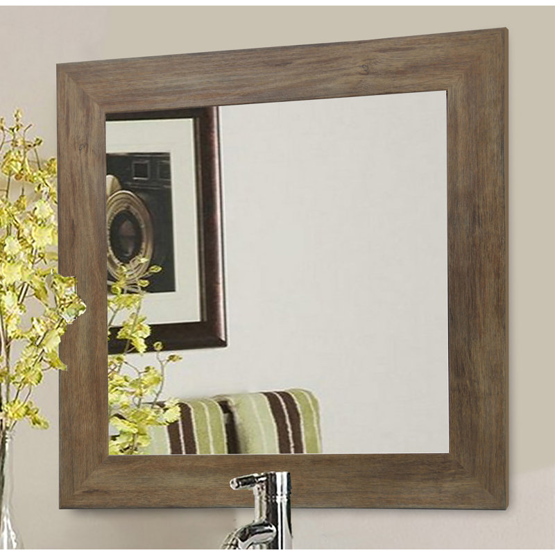 Adnrea Wood Flat Wall Mirror, 29.5" H x 29.5" W