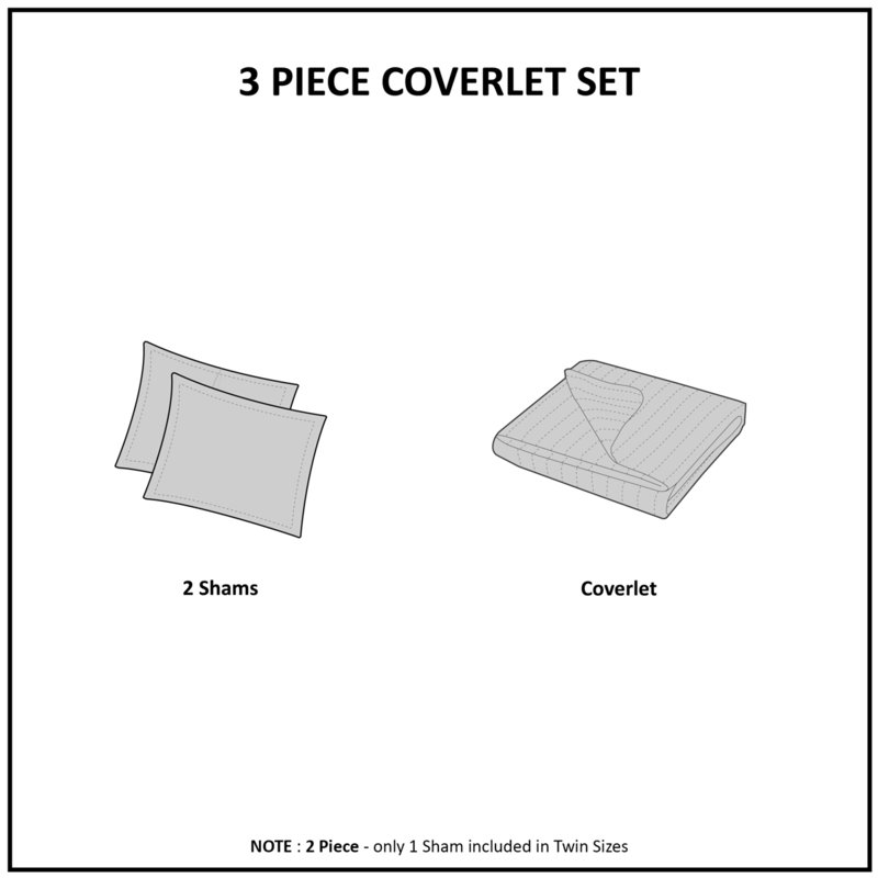 Mocha King Reversible Microfiber Coverlet Set