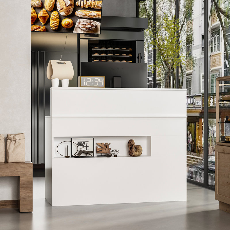 Rectangle Wood Reception Desk with Filing Cabinet